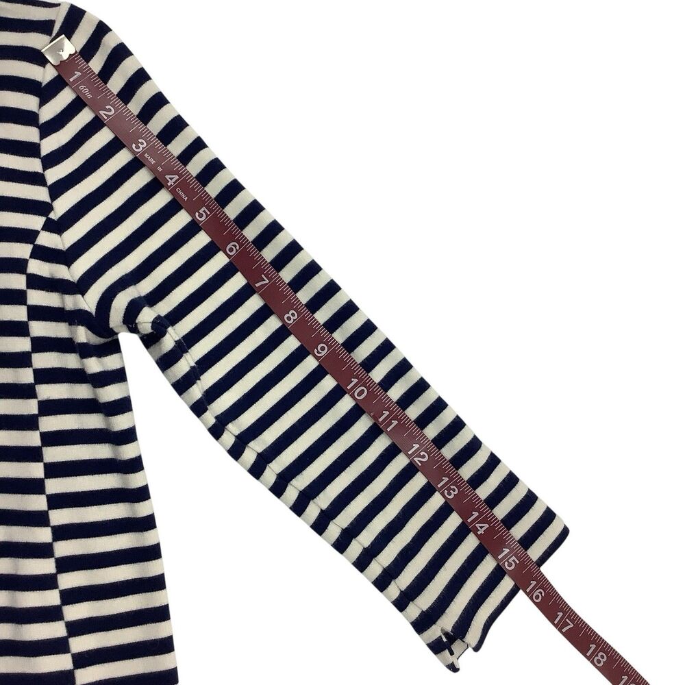 J Crew 3/4 Sleeve Jersey Shif Dress Cream Blue Striped Women XS Nautical Beach - Picture 8 of 10